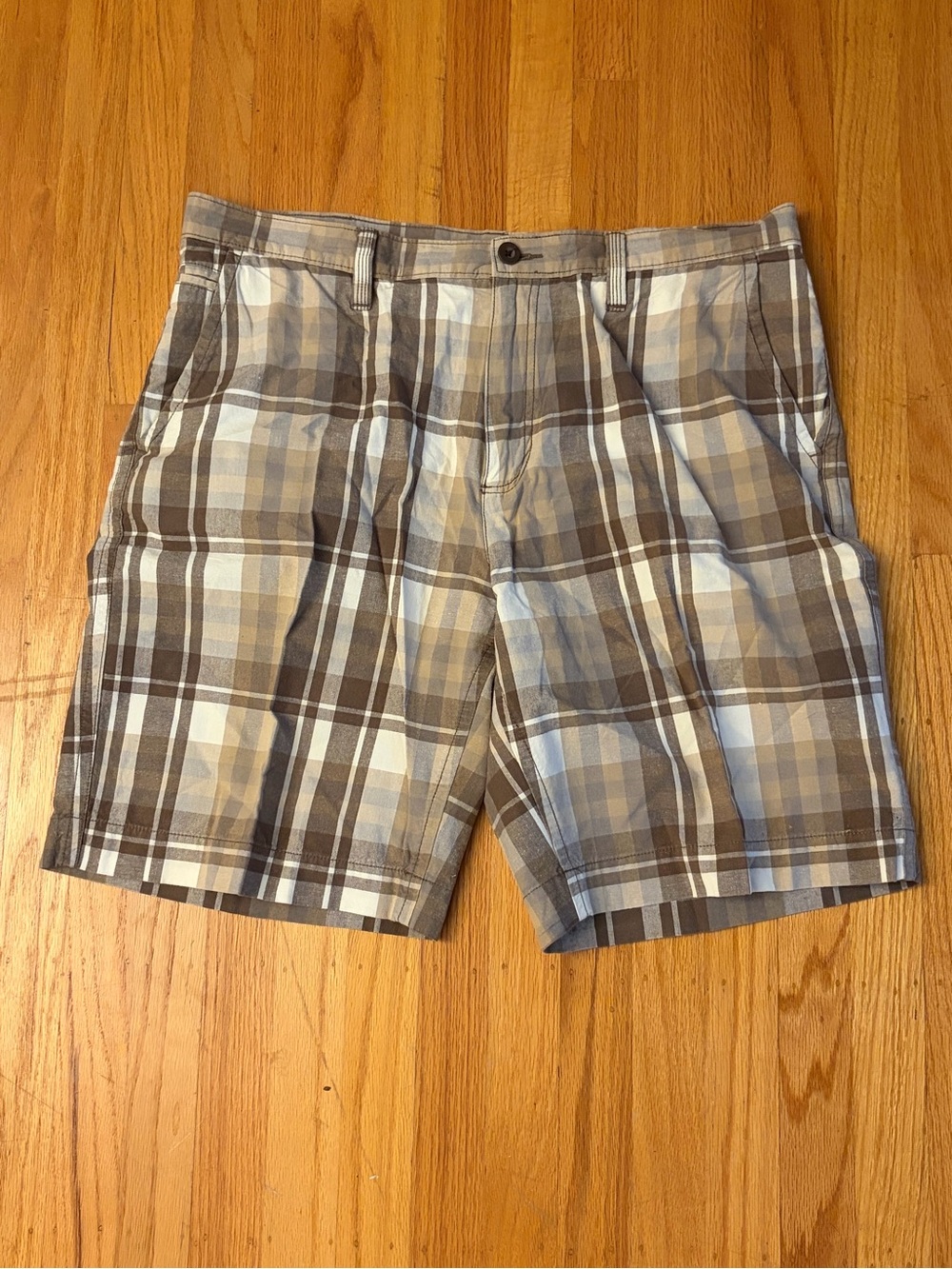 Sonoma Men's Plaid Cotton Blend Shorts - Brown - 38
